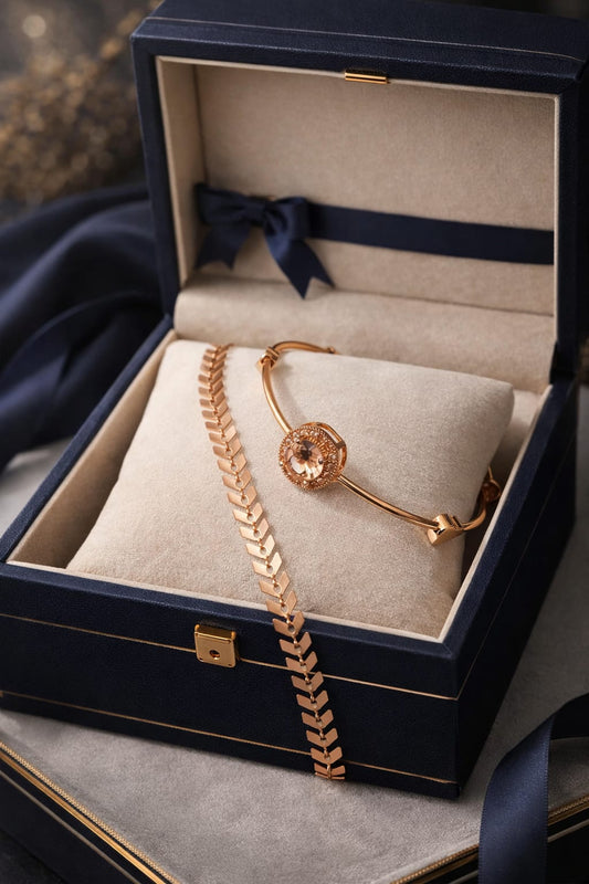 Luxury Rose Gold Crystal Bangle Set